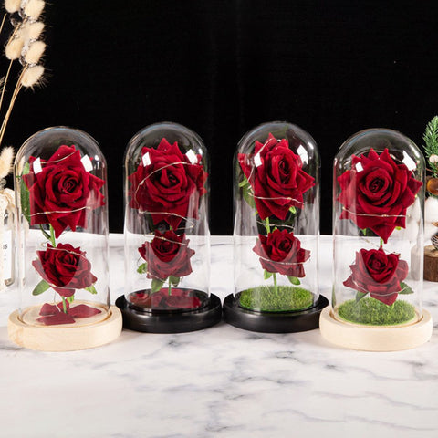 Beauty and the Beast Rose, Gifts for Her, Galaxy Artificial Rose Gift, Red Roses Permanently Preserved in Dome Glass, Christmas, Valentines Day, Mothers Day, Births Day, Best Wishes